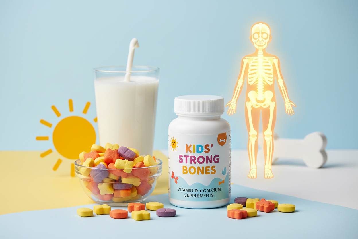 Vitamin D and Calcium Supplement for Strong Bones in Kids