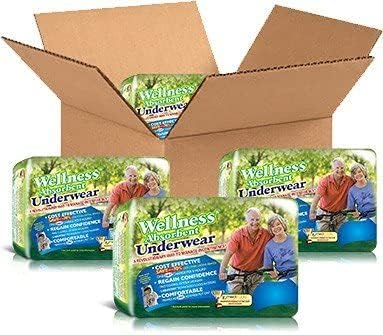 Unique Wellness-Absorbent Underwear (Pull-Ups) Size Large (30"–40" Waist) 56 Count, Made in USA