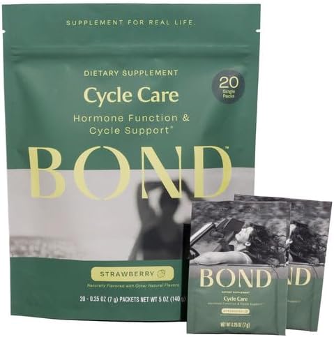 BOND Cycle Care - Hormone Balancing Prenatal Vitamins for Women - Supports PMS, Regular Menstrual Cycles, Mood Swings with Ashwagandha, Magnesium, Probiotics - Strawberry Drink Mix - 20 Travel Packs