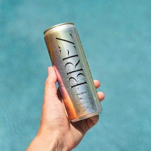 BRĒZ FLOW Lion’s Mane Mushroom Drink 8 Pack, Lemon Elderflower, Supports Mood & Focus, Non-Alcoholic Sparkling Adaptogen Drink, Functional Mushrooms, Feel Clear, Calm & Refreshed- 12 Fl oz Cans