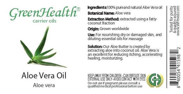 GreenHealth Aloe Vera Oil – 4 fl oz | Natural Carrier Oil for Skin, Hair & Massage | Lightweight Moisturizer for Aromatherapy, DIY Skincare & Body Oil | Clear Plastic Bottle