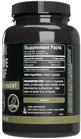 Pure Original Ingredients Olive Leaf (365 Capsules) No Magnesium Or Rice Fillers, Always Pure, Lab Verified
