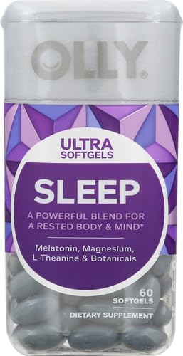 OLLY Ultra Strength Sleep Softgels, 10mg Melatonin, L-Theanine, Chamomile, Magnesium, Lemon Balm, Supports Deep Restful Sleep, Nighttime Sleep Aid, Non Habit-Forming - 60 Count (Pack of 2)