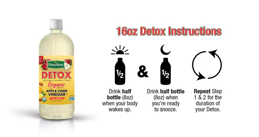 Whitehouse Detox Organic Apple Cider Vinegar with Lemon, Cinnamon and Honey 16 oz