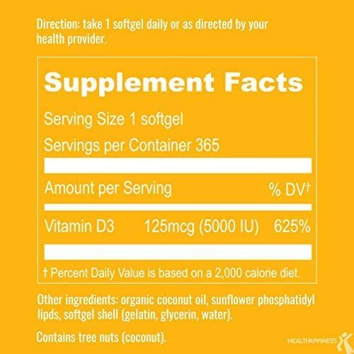 UpNourish 2 Pack - Liposomal Vitamin D 5000 IU 730 softgels, Cholecalciferol Vitamin D3 with Natural Coconut Oil, VIT D3 Supplement