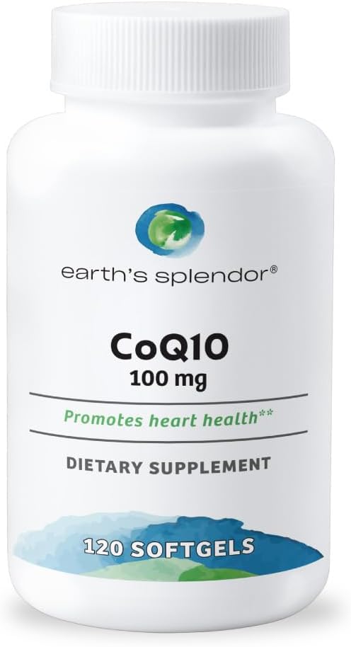 Earth's Splendor CoQ10 Supplement, 120 Softgels, 100mg Coenzyme Q10 Contain, 4 Month Supply