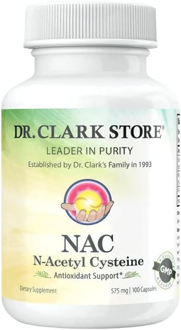 Dr.Clark's N-Acetyl-Cysteine (NAC) - 575 mg, Non-GMO, Gluten-Free NAC Supplement with Selenium and Molybdenum for Respiratory Support, 100 Easy Swallow Gelatin Capsules