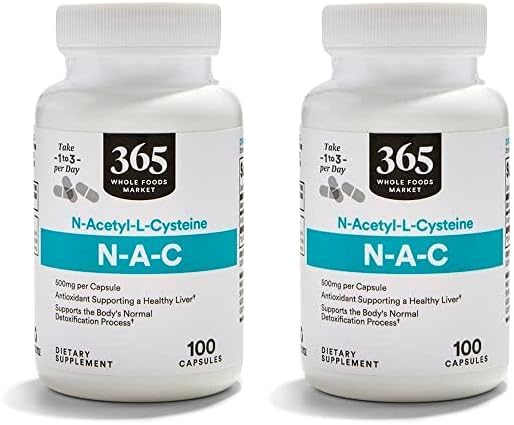 365 by Whole Foods Market, N-Acetyl L-Cysteine 500 MG, 100 Count (Pack of 2)