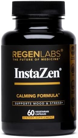 InstaZen Natural Stress Relief Supplement – Mood Support with Doctor Approved Herbal Calm Formula with DHHB, Safranal Extract, L Theanine, & Lemon Balm Extract | Stress & Energy Support - 60 Capsules