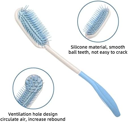 Toilet Aids Set for Wiping - Long Handle Butt Wiper, Anti-Slip Curved Handle Bath Body Brush and Curve Hair Brush for People Overweight, Elderly and Disabled People（3PCS Personal Hygiene Kit)