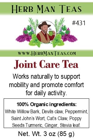 JOINT CARE TEA – Herbal Support for Joint Comfort, Flexibility & Mobility – Formulated by Master Herbalist Khabir – 100% Organic, Non-GMO, No Additives