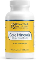 Researched Nutritionals Core Minerals - Iron-Free Multi Minerals Supplement with Vitamin D3 & Trace Minerals to Support Bone Strength, Thyroid & Brain Health (120 Capsules)