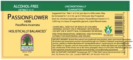 Nature's Answer Passion Flower | Super Concentrated | Liquid Herbal Tincture Supplement Drops | Natural Calming Botanical | Non-GMO | Alcohol-Free, Gluten-Free & Vegan 1oz