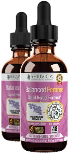 Balanced Femme Natural PMS and Menopause Support for Hot Flashes with Black Cohosh - All-Herbal Liquid Blend