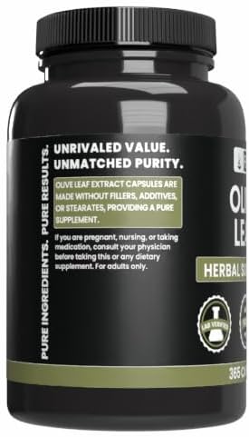 Pure Original Ingredients Olive Leaf (365 Capsules) No Magnesium Or Rice Fillers, Always Pure, Lab Verified