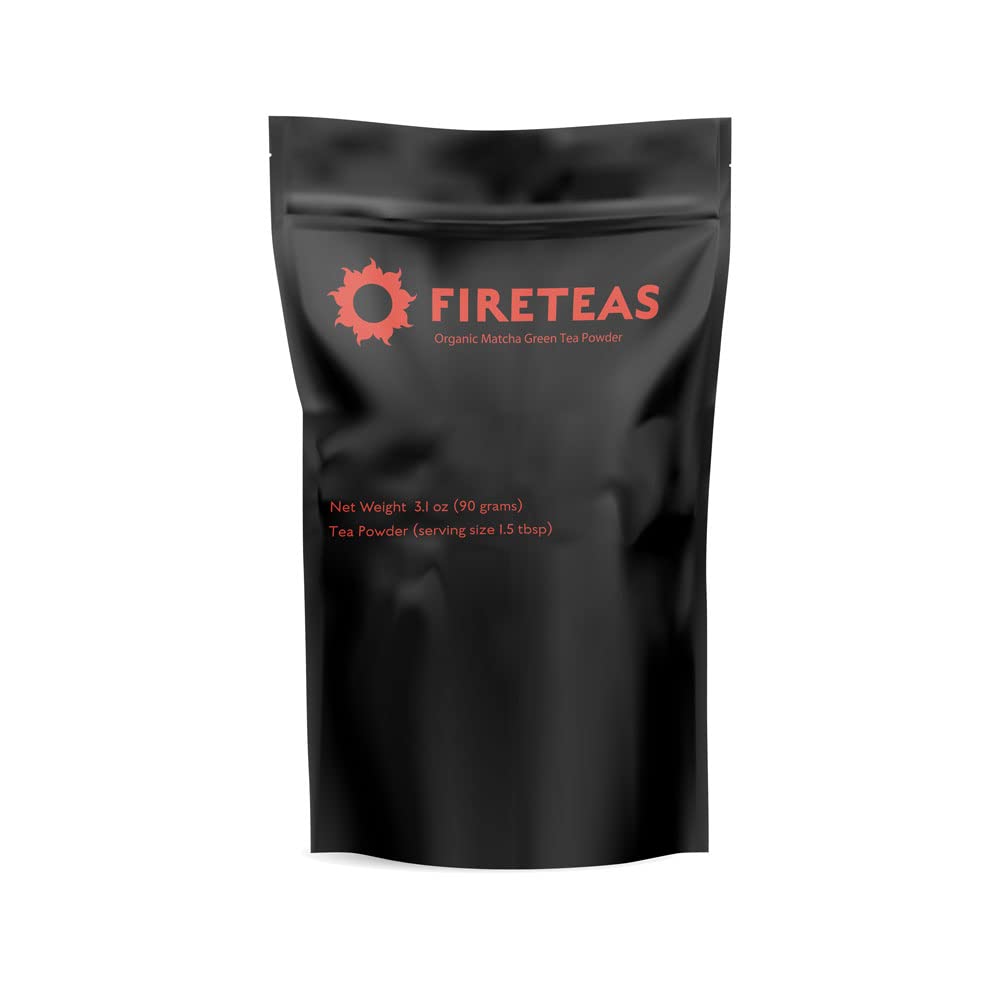 FIRE TEAS Matcha Green Tea Powder (90 Grams) - Superior Grade, Delicious, Healthy - Rich in Anti Oxidants -