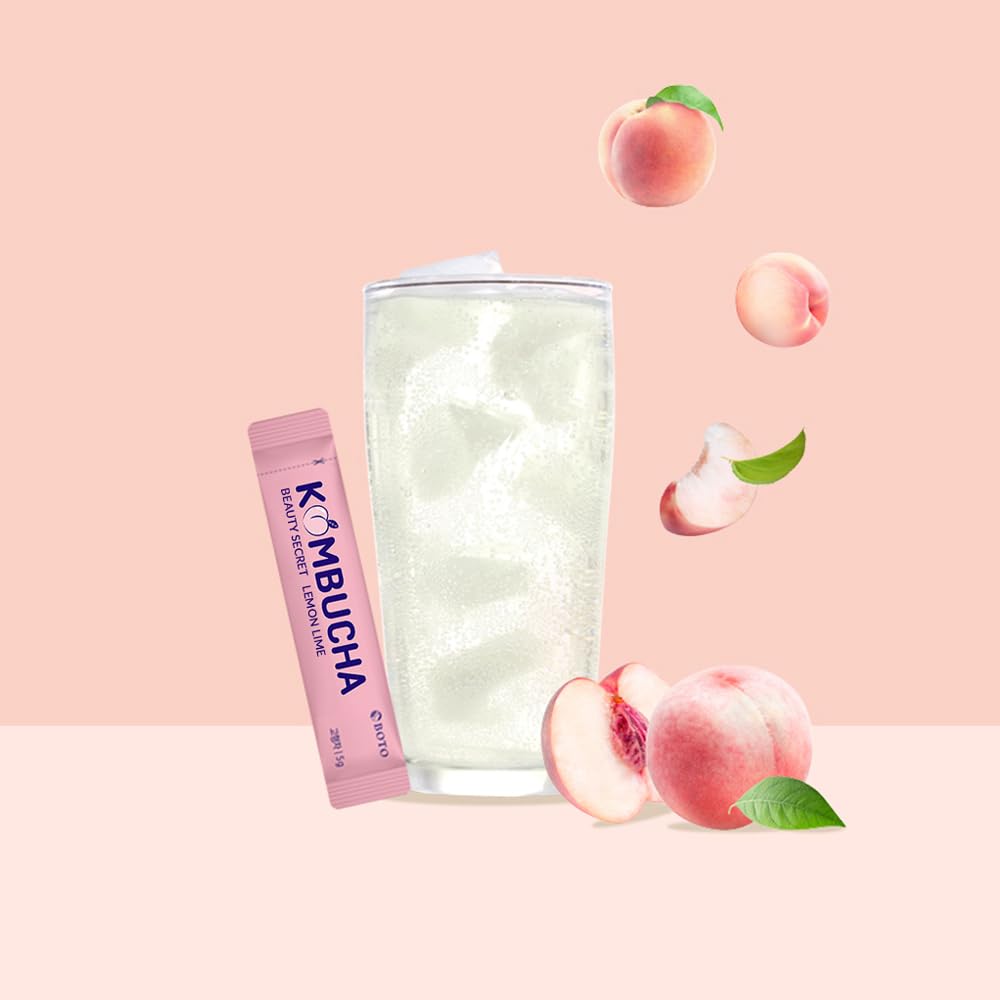Kombucha Tea Organic Drink Sugar Free, Keto, Vegan, Low Calorie, Detoxifying Acids, Supports Gut Health, Non-GMO, Vegan, Gluten Free, Sparkling - Peach Iced Tea - 30 of Pack