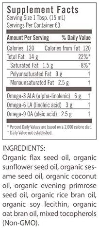 Flora Udo's Oil 3-6-9 Blend - Vegan Omega-3-6, Contains Organic Coconut, Flax Seed Oil & More - Keep Chilled - 32 fl. oz.