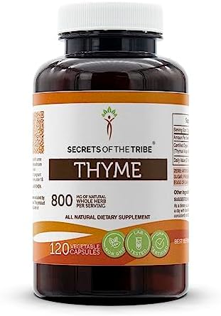 Secrets of the Tribe Thyme 120 Capsules, Made with Vegetable Capsules and Thymus Vulgaris Toni Effect (120 Capsules)