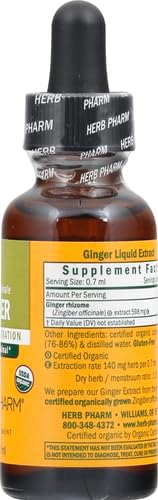 Herb Pharm Certified Organic Ginger Liquid Extract for Digestive Support - 1 Ounce
