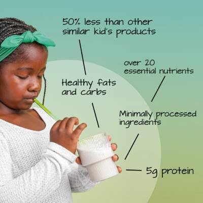 ELSE NUTRITION Plant-Based Kids Protein Shake, Kids Protein Powder for Ages 2-12. Dairy-Free First Kid Complete Nutrition Shake with Plant Protein & 25 Vitamins & Minerals (Vanilla, 2 Pack)