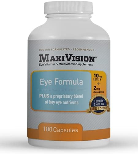 MaxiVision® Eye Formula - Eye Vitamin Based on AREDS 2 Study - Age-Related Macular Support (1 B, 180 Capsules)
