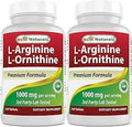 Best Naturals L-Arginine L-Ornithine - 1000mg per Serving - 120 Tablets - Non-GMO & Gluten Free (120 Count (Pack of 2))