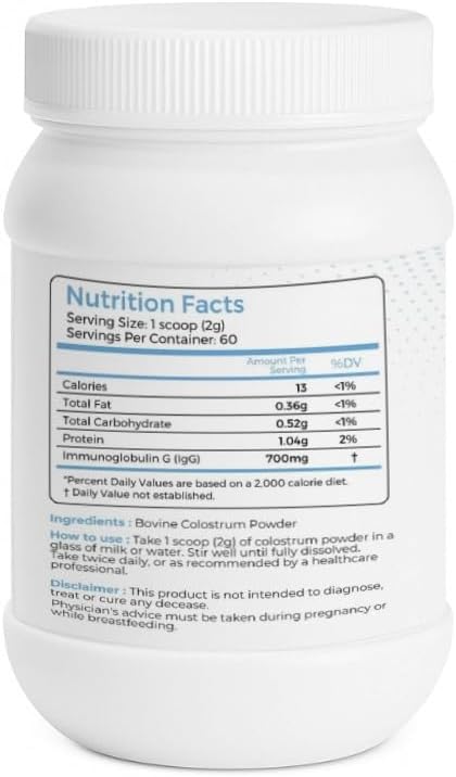 Cow Colostrum Powder Unflavored | Natural Bovine Colostrum for Everyday Wellness | Supports Gut Balance, Skin and Body Nutrition | Keto & Gluten-Free | 60 Servings