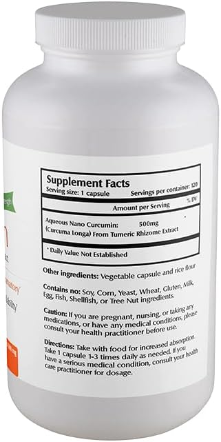 One Planet Nutrition Nano Curcumin 500 mg Veggie Capsules (120 Servings), Nano for High Absorption, Supports Immune Health, Non-GMO, Vegan, Gluten-Free