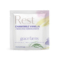 Grace Farms REST Wellness Organic Tea Blend (100 Enveloped Pyramid Sachets w/ String & Tag) | Sleep and Stress Support For Evening | Chamomile Vanilla Tea with Caffeine Free Adaptogens and Mushrooms | Gives Back 100% of Profits