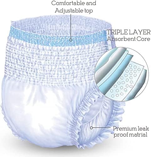 Unique Wellness-Absorbent Underwear (Pull-Ups) Size Medium (19"–30" Waist) 64 Count, Made in USA
