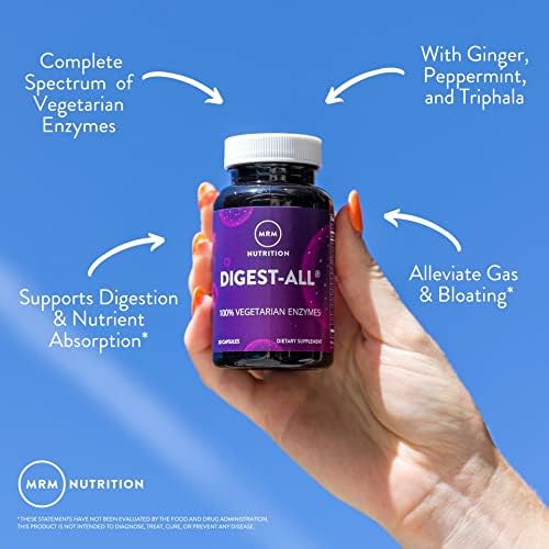 MRM Nutrition Digest-All ® | Digestive Enzymes | Improved Digestion and Absorption | Lactase + Amylase + Lipase| May Help with Bloating and Gas| 100% Vegetarian | Gluten-Free | 50 Servings