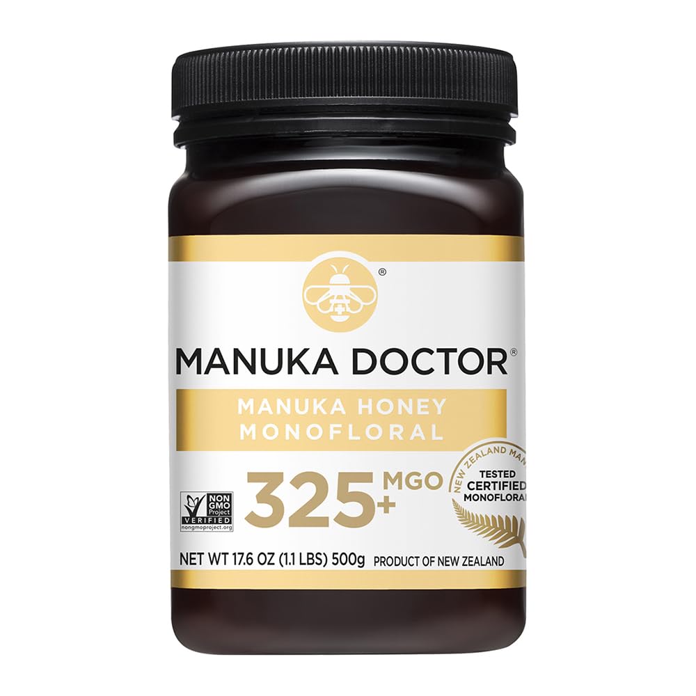 Manuka Doctor - MGO 325+ Manuka Honey Monofloral, 100% Pure New Zealand Honey. Certified. Guaranteed. Raw. Non-GMO (17.6 oz)