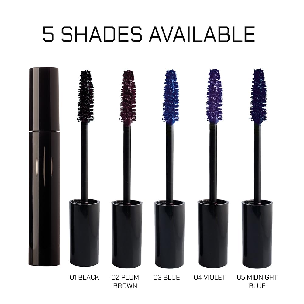 Radiant Professional Lengthening Mascara with silicone brush – Smudge-Proof Curl Mascara Volume and Length for Sensitive Eyes, Cruelty Free, Ideal for Mature & Young Women, 0.43 oz (03 Blue)