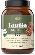 Complete Natural Products Organic Inulin Capsules - 520mg 100 Pills, Organic Jerusalem Artichoke Inulin Capsules