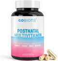 GOBIOTIX Postpartum Vitamins for Breastfeeding Moms - Postnatal Lactation Supplement with Organic Herbs, Minerals, Nutrients for New Mothers and Baby - Postpartum Essentials, Non GMO, Vegan, 60 Caps