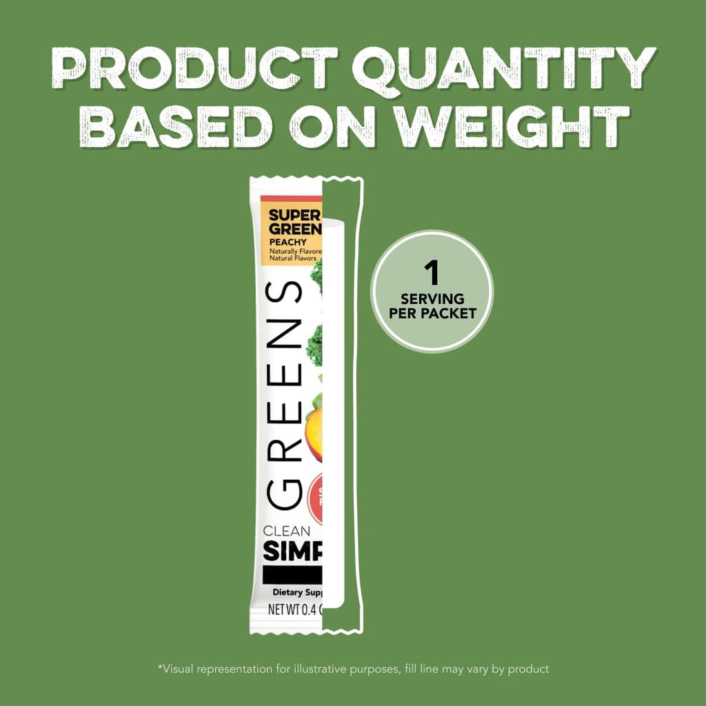 Clean Simple Eats Greens Variety 10 Pack, Greens Powder Mix, Packed with Superfoods Chlorella & Spirulina, Includes 5 Delicious Flavors: Peachy, Green Apple, Raspberry Lemonade, Sweet Lemon & Tropical