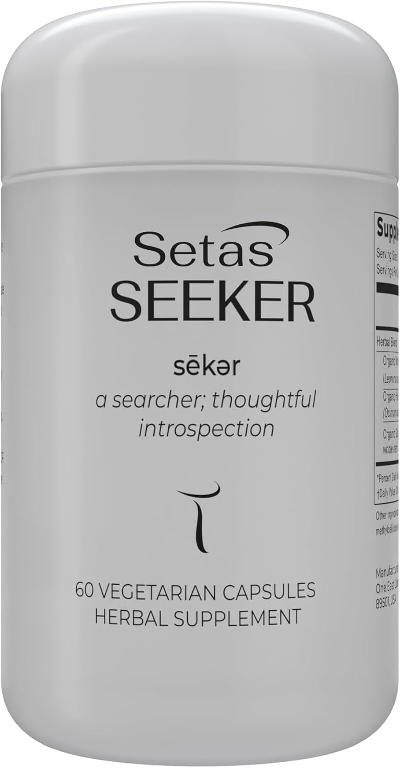 Setas Seeker Ceremony Quality Botanical Supplement Organic Motherwort, Gotu Kola, & Holy Basil to Support Deep Introspective Reflection & Self-Exploration, Vegan & Non-GMO, 60-Day Supply