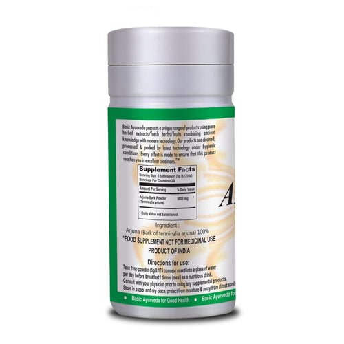 BASIC AYURVEDA Arjuna Bark Powder (Terminalia Arjuna) | Traditionally Used for Heart & Vitality Support | Pure & Natural | Non-GMO, Gluten-Free | 3.53 Oz (100g)