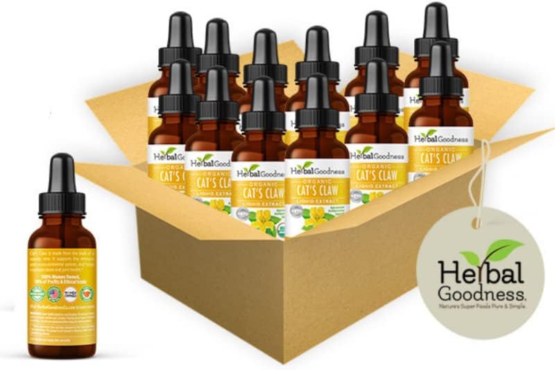 Cats Claw Liquid Extract - Digestive Boost, Joint, Muscle Function Support, Immunity, Heart Support - Organic 1oz Pack of 12 - Made in USA - Herbal Goodness