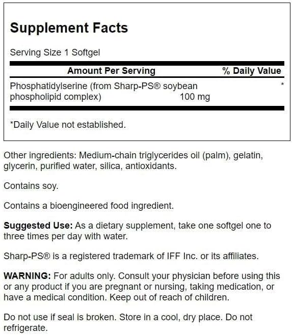 Swanson Phosphatidylserine 100 Milligrams 90 Sgels