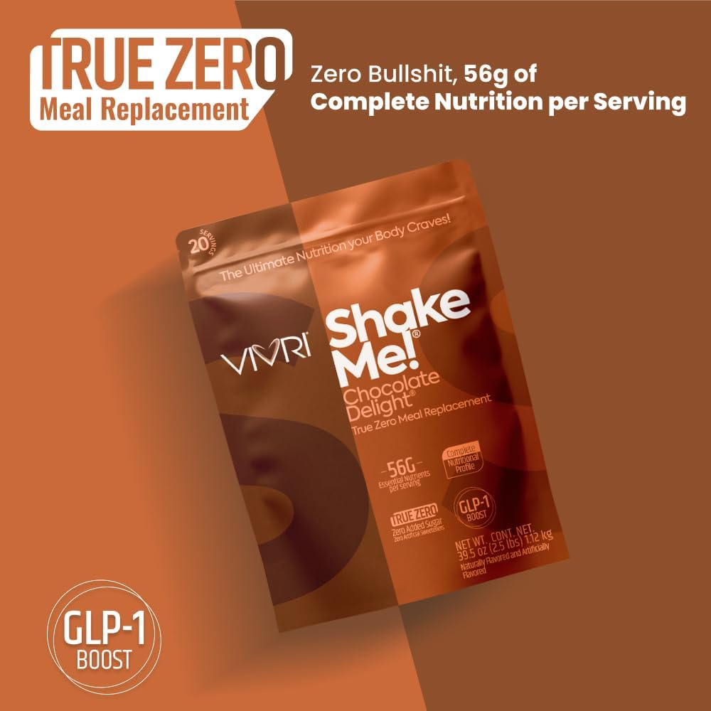 VIVRI ShakeMe! Chocolate Meal Replacement | 20 Servings | 22g Triple Premium Protein, 45 Nutrients & 8 Superfoods | Supports Weight Loss, Full-Body Health, Energy & GLP-1 Treatments.