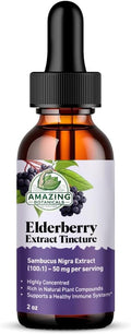 Amazing Botanicals Elderberry Extract 100x Strength Tincture - Organic Immune Support for All Ages & Wellness Supplement | Elderberry Syrup Organic - 60ml/ 2oz