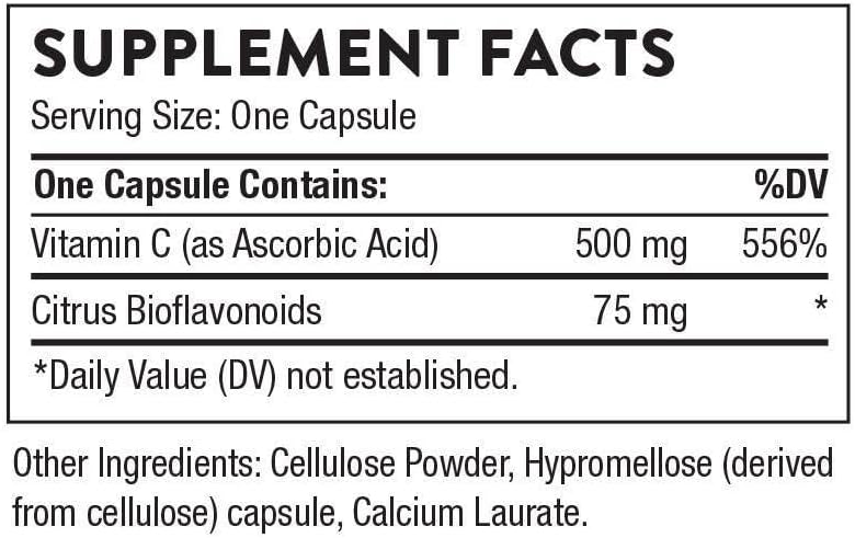 THORNE Vitamin C - Blend of Vitamin C and Citrus Bioflavonoids from Oranges - Support Immune System, Production of Cellular Energy, Collagen Production and Healthy Tissue - Gluten-Free - 90 Capsules