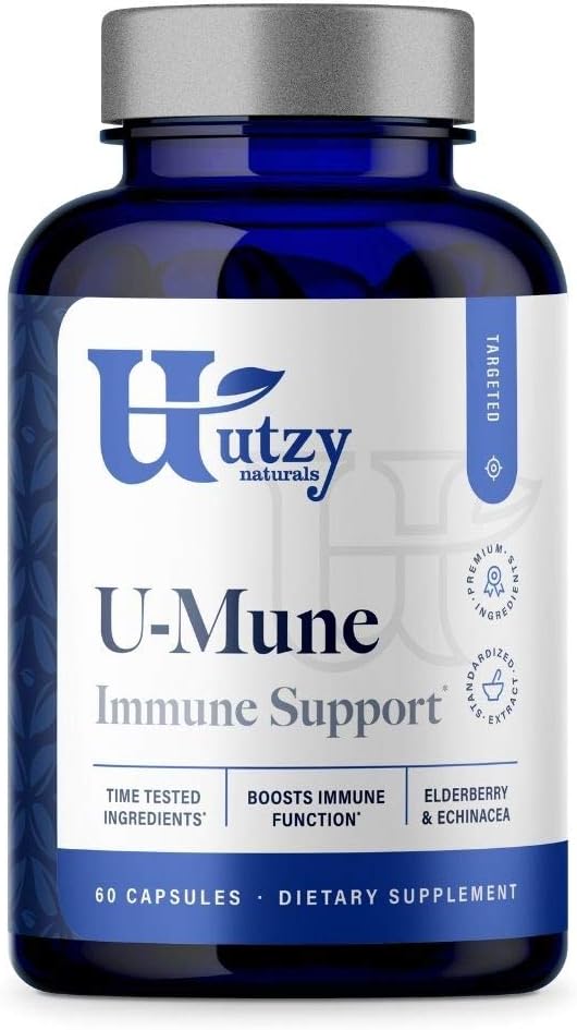 Utzy Naturals U-Mune | Immune Support w/Elderberry, Echinacea, Oregano | Made in USA | 3rd Party Tested | 60 Capsules