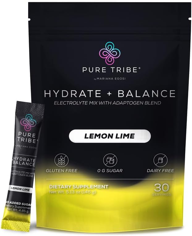 Electrolytes Powder Packets – Sugar-Free Hydration Packets with 6 B Vitamins & Adaptogens – Lemon Lime Drink Mix for Instant Hydration & Energy – 30 Stick Servings