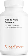 Supersmart - Hair & Nails Formula - Patented Solubilized Keratine Supplement - with Biotin, Bamboo Extract, MSM, Cynatine HNS Keratin | Non-GMO & Gluten Free - 120 Vegetarian Capsules