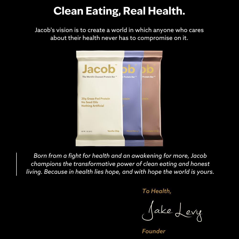 Jacob Bar, Protein Bars, Chocolate (9 Bars Total) - 20g Grass-Fed Protein, No Seed Oils, Nothing Artificial
