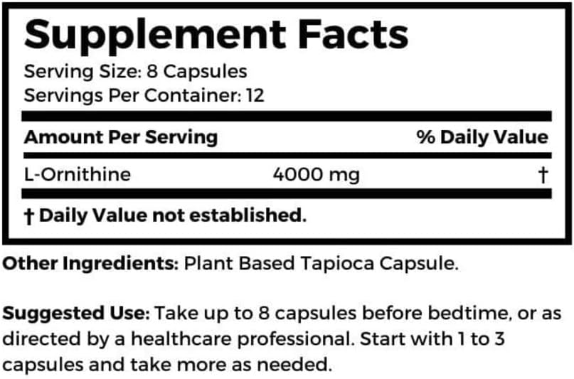 Dr Clark Store, Ornithine Vegetarian Supplement, 500 mg, 100 Tapioca Capsules