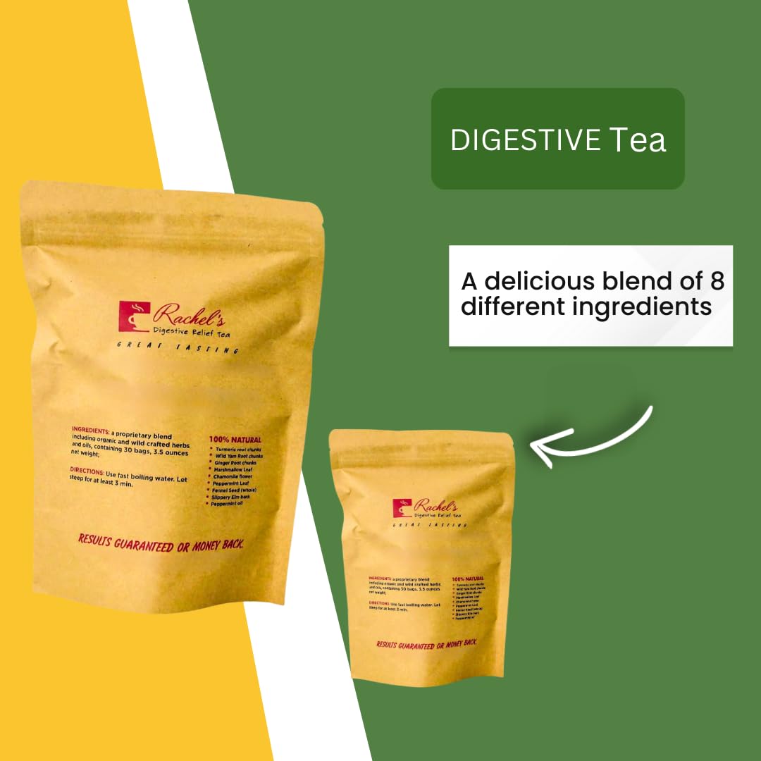 Rachel's Tea: Turmeric, Wild Yam, Ginger, Marshmallow, Chamomile, Peppermint, Fennel, Slippery Elm: 30 bags, 60 cups